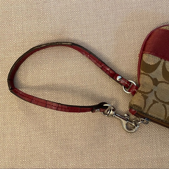 Coach Wristlet with Detachable Strap Vintage Brown and Red Monogram - Picture 5 of 9